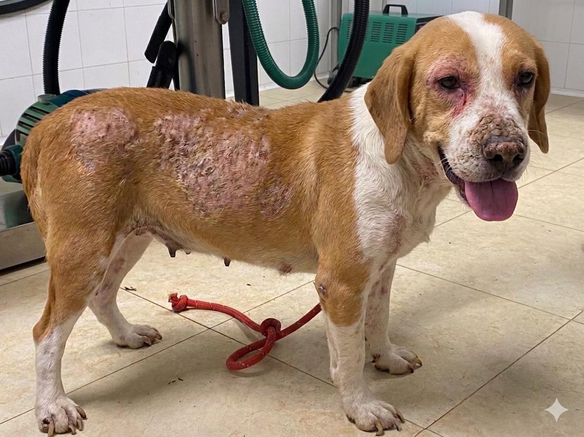 Cane affetto da leishmaniosi prima della terapia